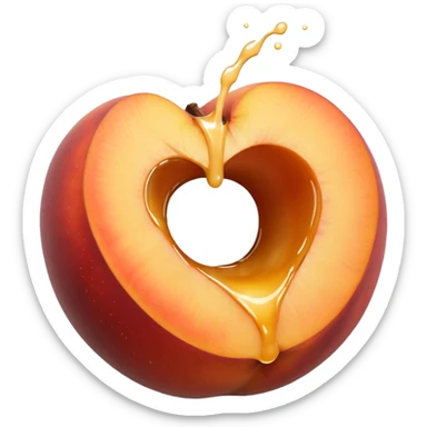 black hole in the middle of a peach. milk is leaking out of the hole sticker