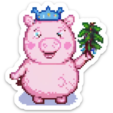 Peppa Pig, pixel art style, waving, retro video game vibe, low resolution, cheerful expression sticker