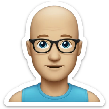 Bald man with glasses blue eyes bigger lips sticker