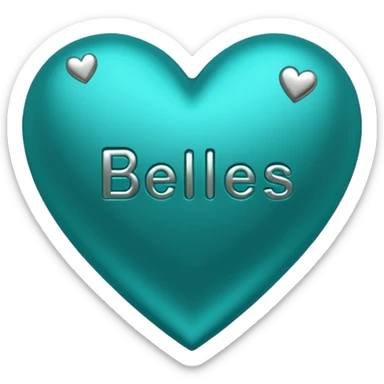 Teal heart with hearts and Belles wording sticker