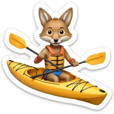 Humanoid coyote on a kayak sticker
