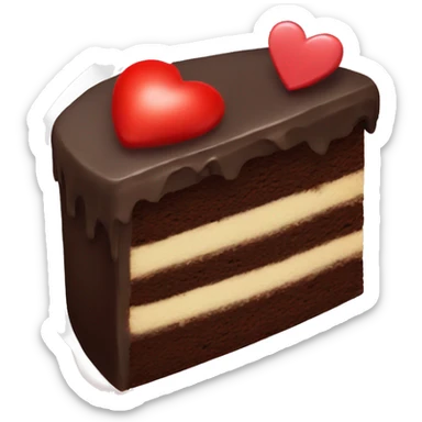 A chocolate cake with little red heart on top  sticker