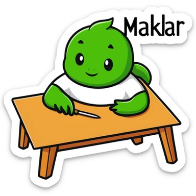 table with MAKAR written on top sticker