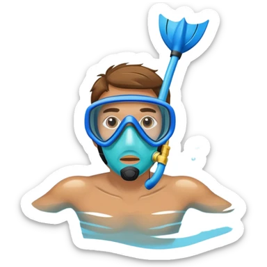 person snorkeling with mask and snorkel in blue water sticker