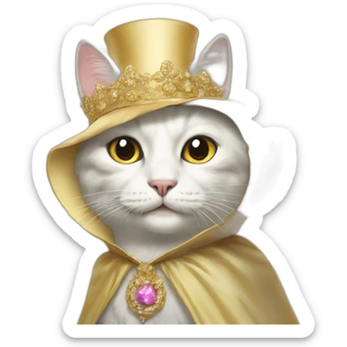 Cream cat with Liberace cape sticker