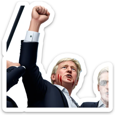 boys in suits with blood sticker