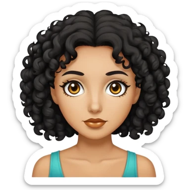 A tan woman with black curly hair  sticker