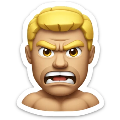 Angry muscular emoji. sticker