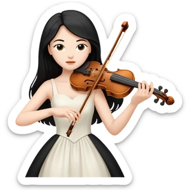 woman playing violin with white dress sticker