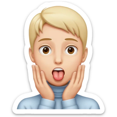 Guy holding his hands on his throat with eyes rolled back and tongue out  sticker