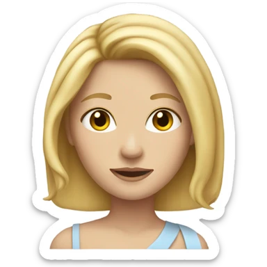 Woman shoulder length blonde hair white skin sticker