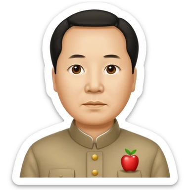 Mao Zedong emoji, neutral expression, simplified features, apple emoji style sticker