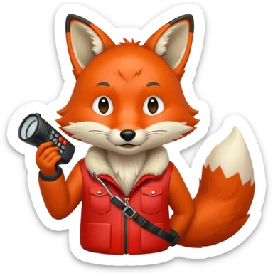 The fox who says something into the walkie-talkie sticker