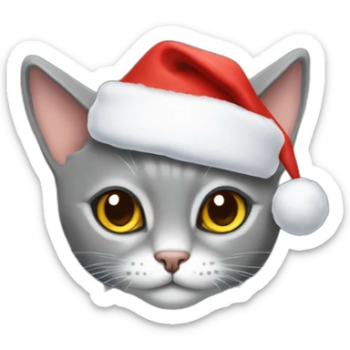 Little grey cat with santa hat sticker