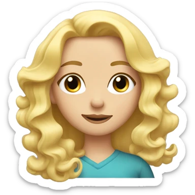 Blond hair girl curling her eyelashes  sticker