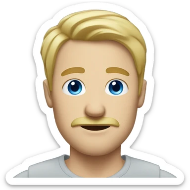Blonde man, blue eyes with mustache sticker