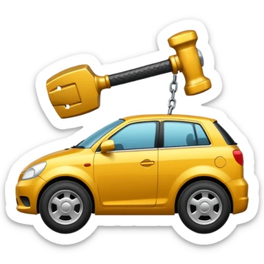 Car getting hit by hammer sticker