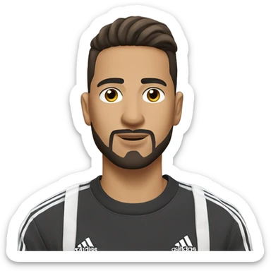 Latin man with low ponytail and a goatee in an Adidas tracksuit ￼￼ sticker