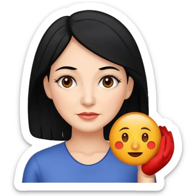 emoji de mujer con signos de edad, pelo negro sticker