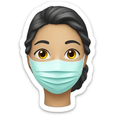 a women who wear a mask, in this mask there is a name "perji" sticker