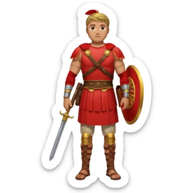 roman soldier without armor, just red clothing and fullbody view sticker