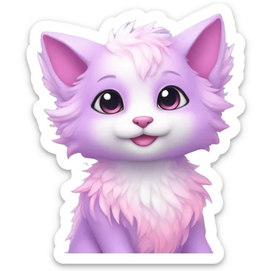 Kawaii colorful bright light pastel lilac-pink-white-gradient fantasy ethereal anthro fursona animal creature sticker