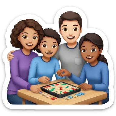 Four friends playing board game sticker