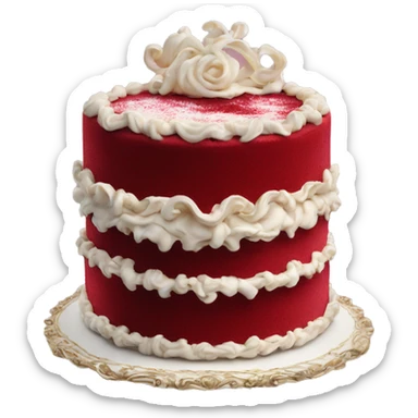 highly detailed rococo red velvet cake sticker