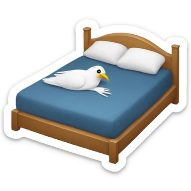 A Bird lay in  a bed sticker