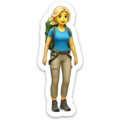 blonde woman Hiking (full body) sticker