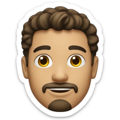 25-year-old man, brunette, wears a closed goatee, wears a low tuft sticker