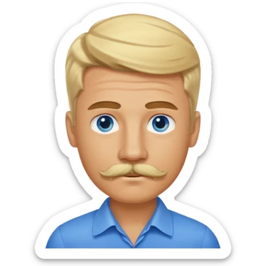 normal emoji 👨🏼 guy with blond hair, mustache, and blue eyes. No shoulders or neck. Just head. Hair a little mussed and stylish sticker