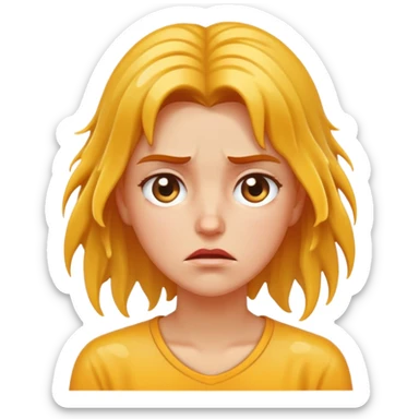 woman with dissatisfied face and wet hair sticker