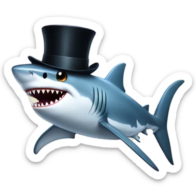 Shark with a top hat sticker