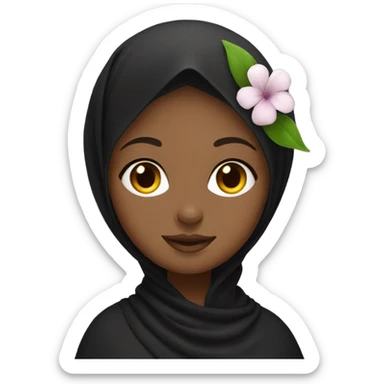 black hijab girl with flower on her hea sticker