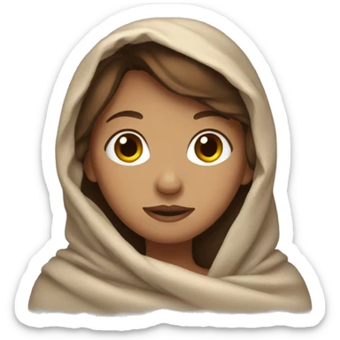 Brown hair girl wrapped in blanket  sticker