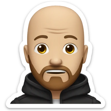 bald human rogue with brown beard and black hood crying sticker