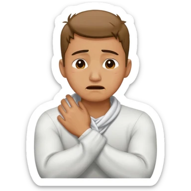 Arms crossed holding neck crying guy sticker