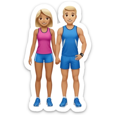 full-length happy couple in sportswear sticker