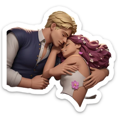 dreamy embrace under flowers sticker