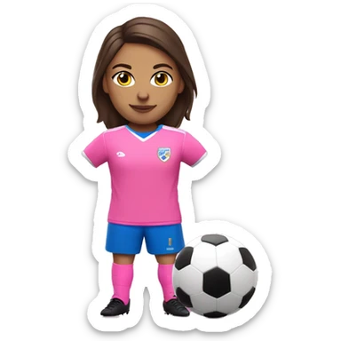 Brunette soccer player with blue eyes in pink jersey with pink cleats sticker