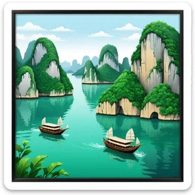 ha long  bay with a white border sticker