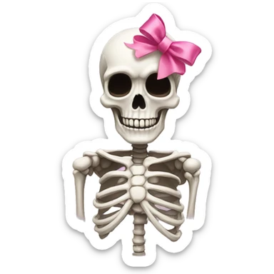 Skeleton with pink bow on the side of its head sticker