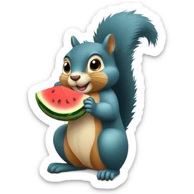 A squirrel holding a watermelons  sticker