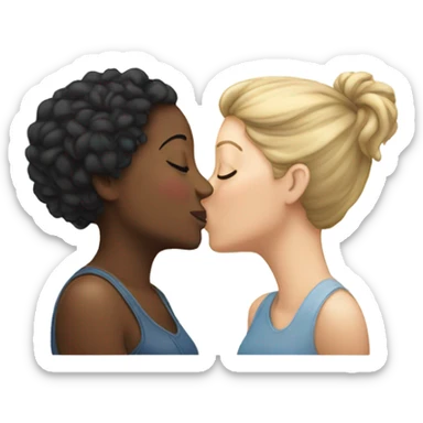 Lesbian couples kissing both are white sticker