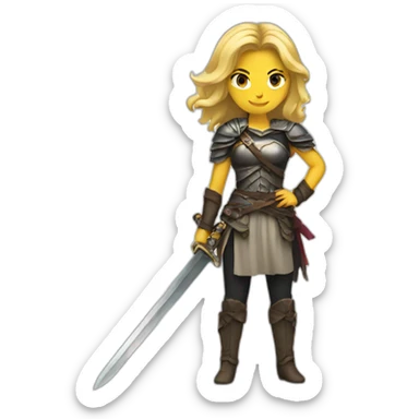 Woman blonde with sword sticker