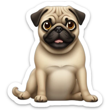 Pug con la plática arriba saludando sticker