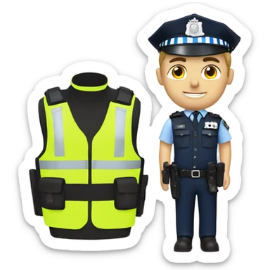 White Police office with uk police gear - high vis vest sticker