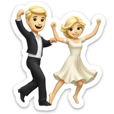 Cute fair-skin blonde white couple dancing sticker