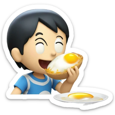 Doraemon comiendo huevo  sticker
